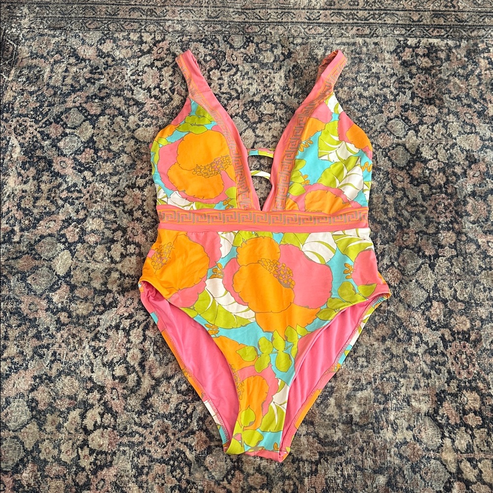 Trina Turk Bright Floral One-Piece Swimsuit - size 10